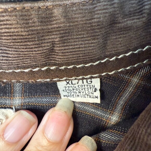 Age of Wisdom Mens Brown Plaid Flannel Long Sleeve Button Vintage Elbow Patch XL - Picture 4 of 8